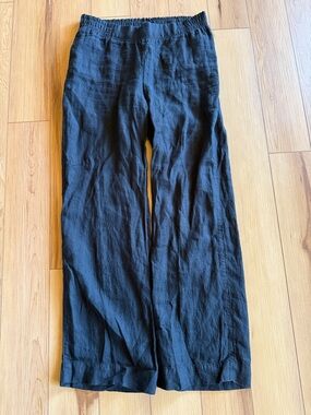 Lilly Pulitzer Black Wide-Leg Linen Pants